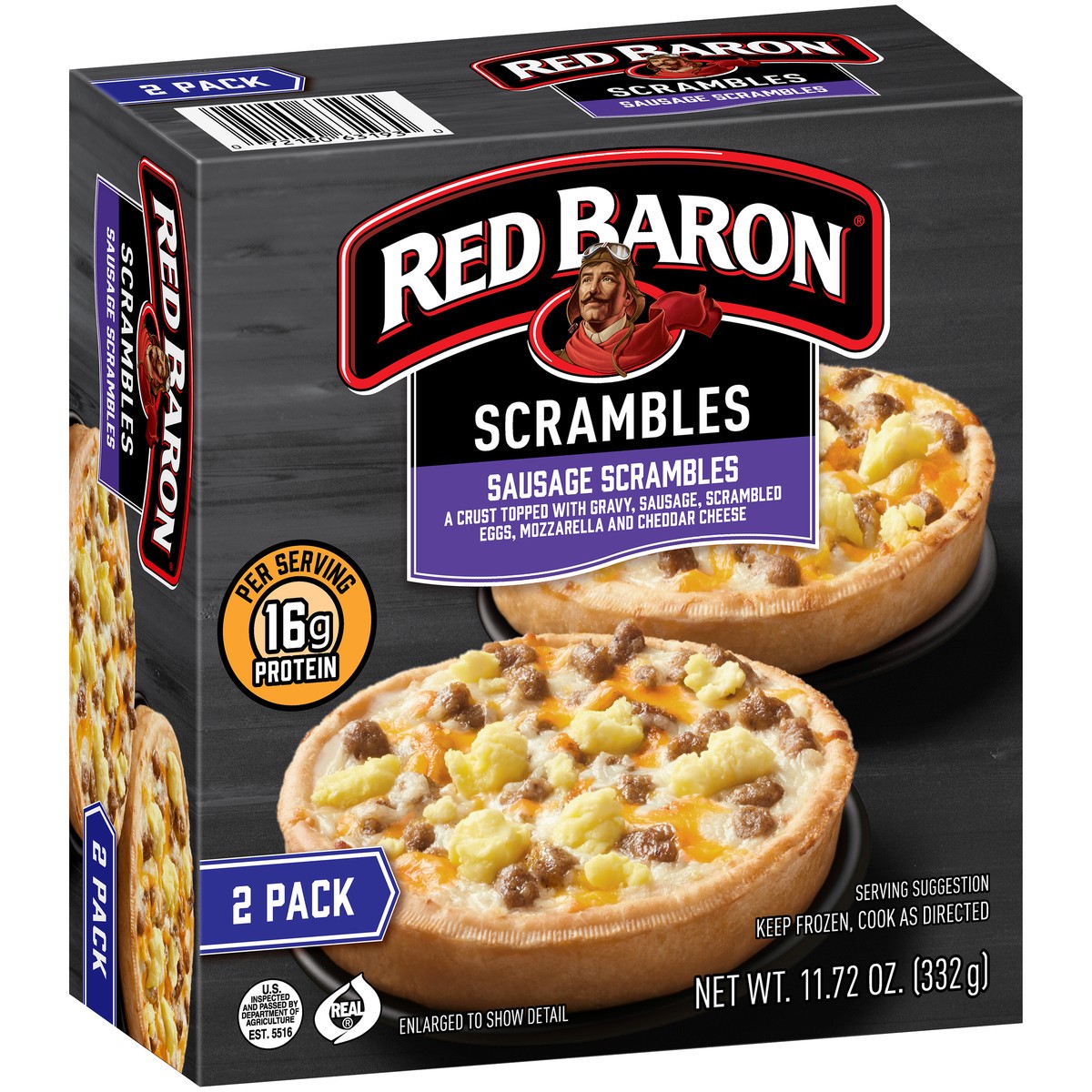 slide 3 of 12, RED BARON Pizza, Deep Dish Minis Breakfast Sausage Scramble, 2 count, 11.72 oz, 11.72 oz