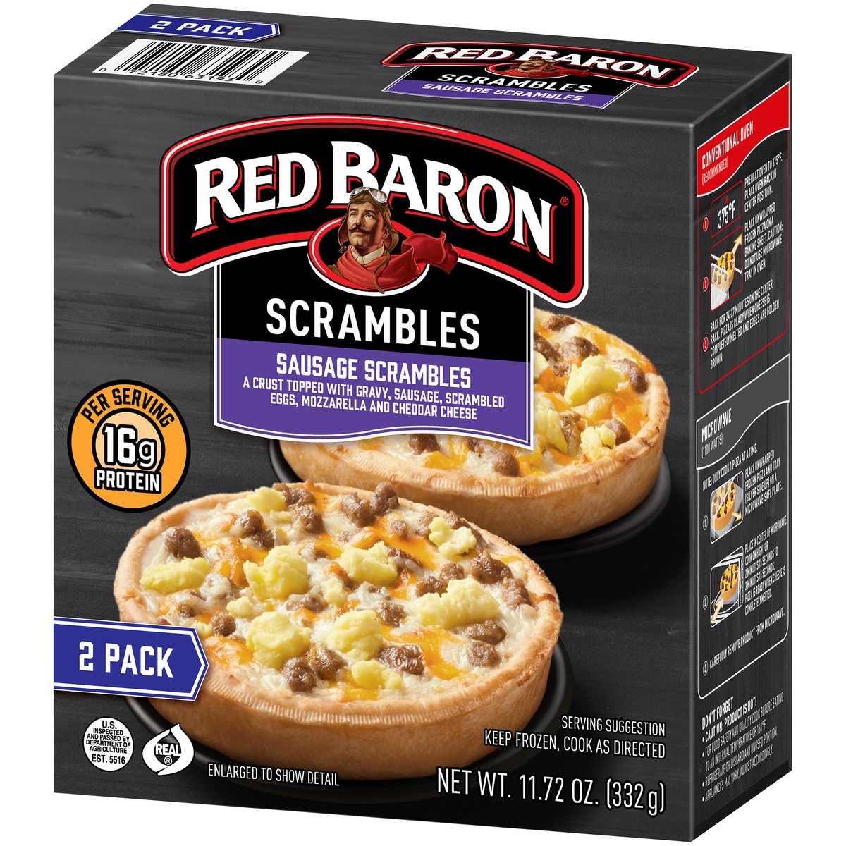 slide 8 of 12, RED BARON Pizza, Deep Dish Minis Breakfast Sausage Scramble, 2 count, 11.72 oz, 11.72 oz