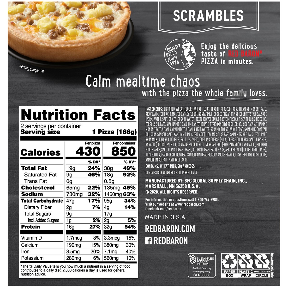 slide 2 of 12, RED BARON Pizza, Deep Dish Minis Breakfast Sausage Scramble, 2 count, 11.72 oz, 11.72 oz