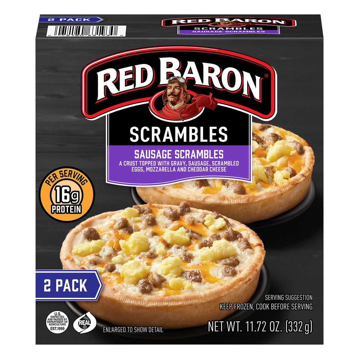 slide 7 of 12, RED BARON Pizza, Deep Dish Minis Breakfast Sausage Scramble, 2 count, 11.72 oz, 11.72 oz