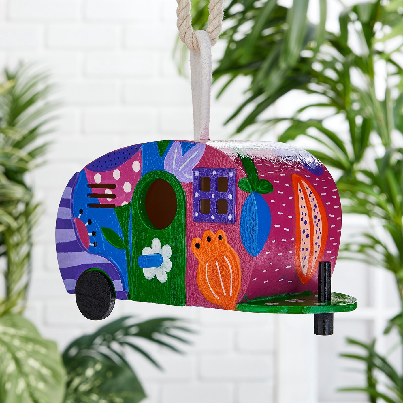 slide 3 of 4, 8" Wood Camper Birdhouse By Make Market, 8 in x 3.8 in x 4.5 in