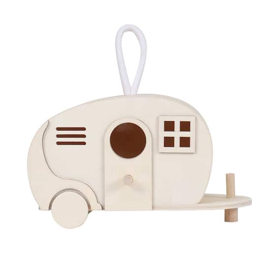 slide 1 of 4, 8" Wood Camper Birdhouse By Make Market, 8 in x 3.8 in x 4.5 in