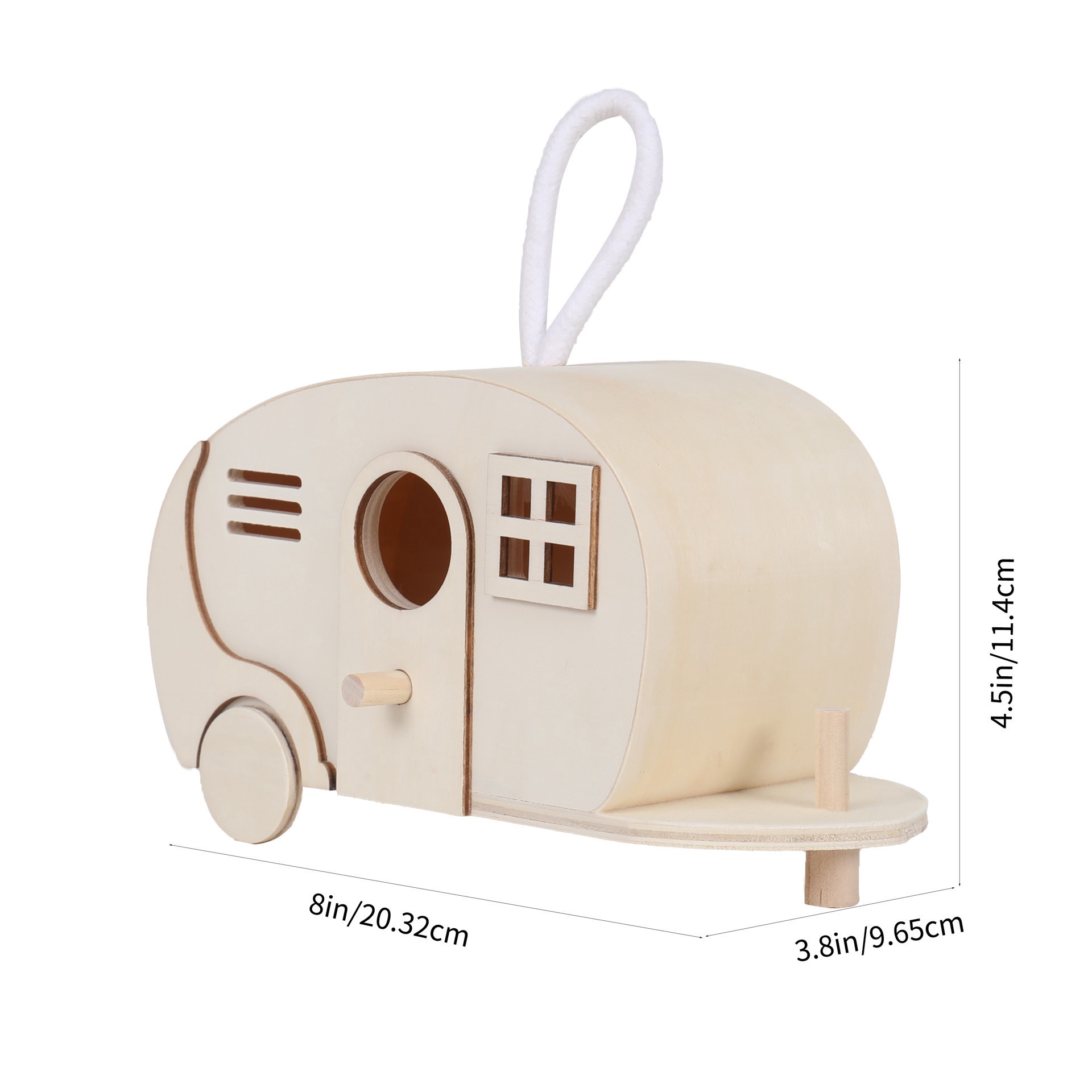 slide 4 of 4, 8" Wood Camper Birdhouse By Make Market, 8 in x 3.8 in x 4.5 in