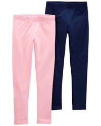 Carter's Kid 2-Pack Pink & Navy Leggings, Size 14
