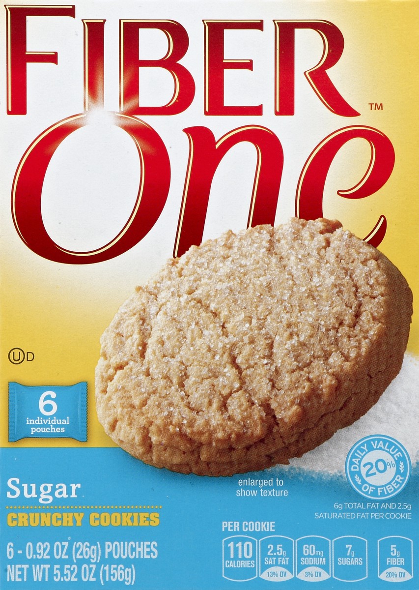 slide 5 of 6, Fiber One Sugar Crunchy Cookies, 6 ct