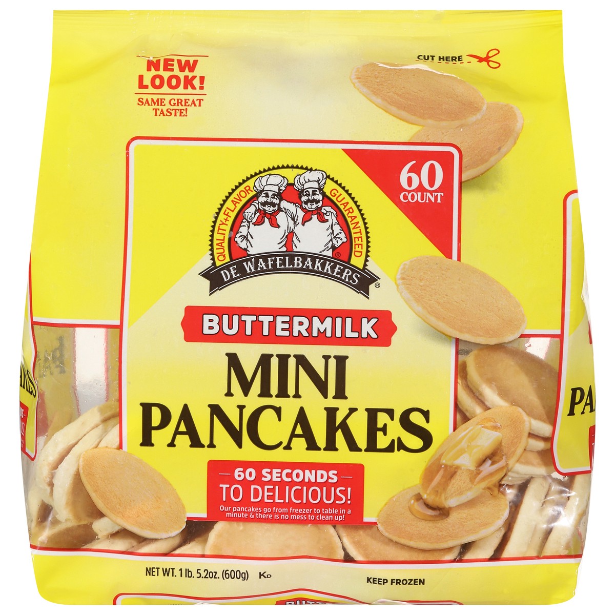 slide 1 of 8, De Wafelbakkers Pancakes - Frozen Buttermilk Mini, 60 ct; 21.2 oz