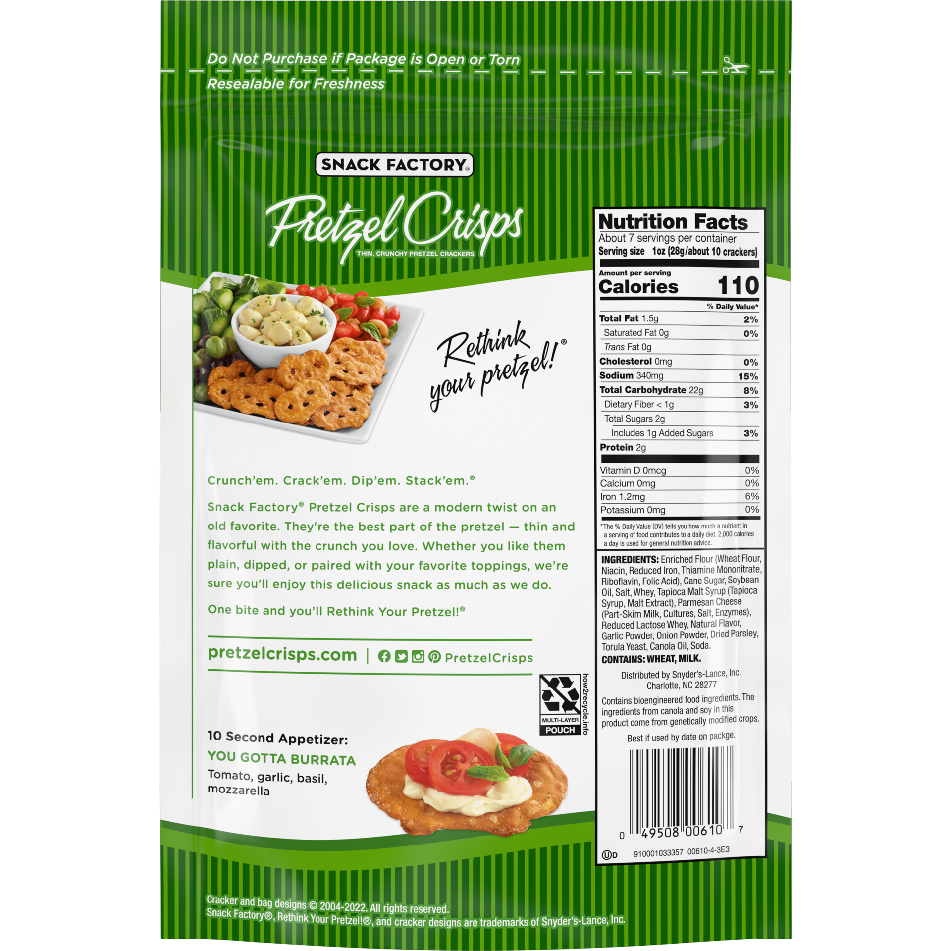 slide 5 of 5, Snack Factory Garlic Parmesan Pretzel Crisps - 7.2oz, 