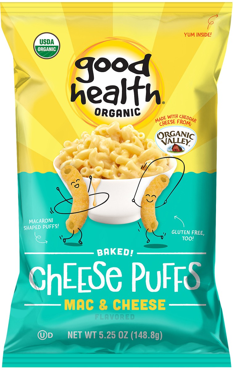 slide 1 of 10, Good Health Organic Baked Mac & Cheese Puffs, 5.25 oz