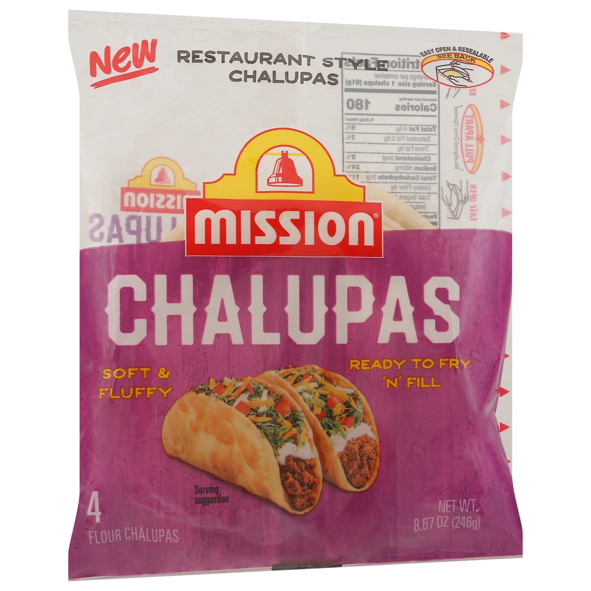 slide 5 of 9, Mission Flour Chalupas, 4 Count, 8.67 oz