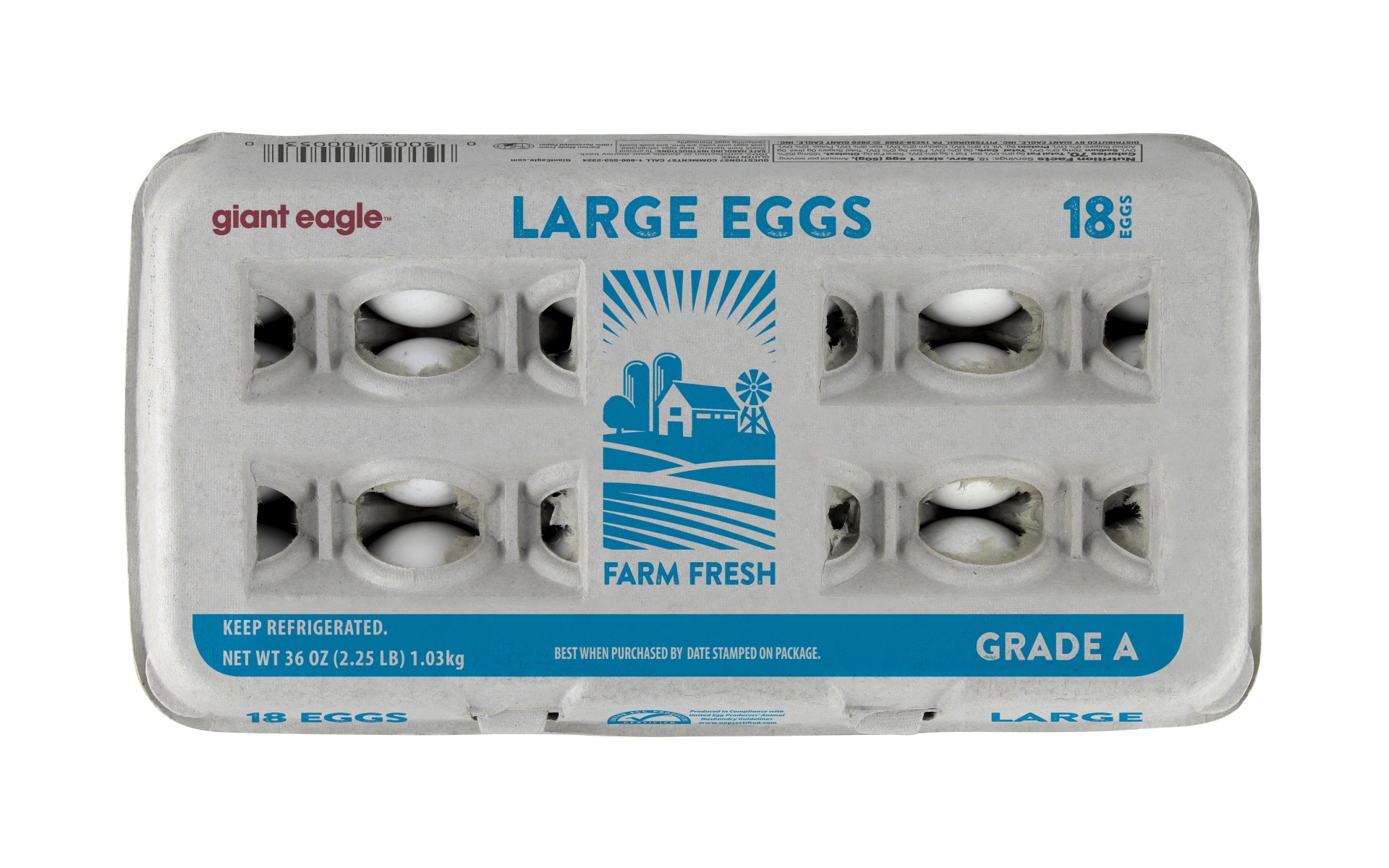 slide 1 of 1, Giant Eagle Large Eggs, Grade A, Farm Fresh, 1.5 doz