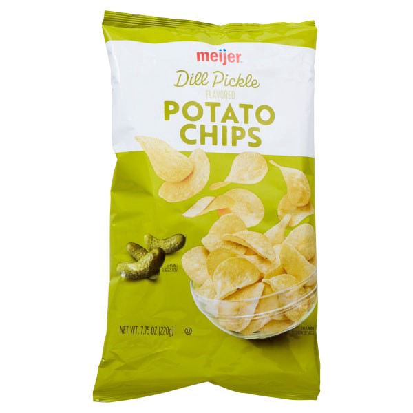slide 2 of 21, Meijer Dill Pickle Potato Chips, 7.75 oz