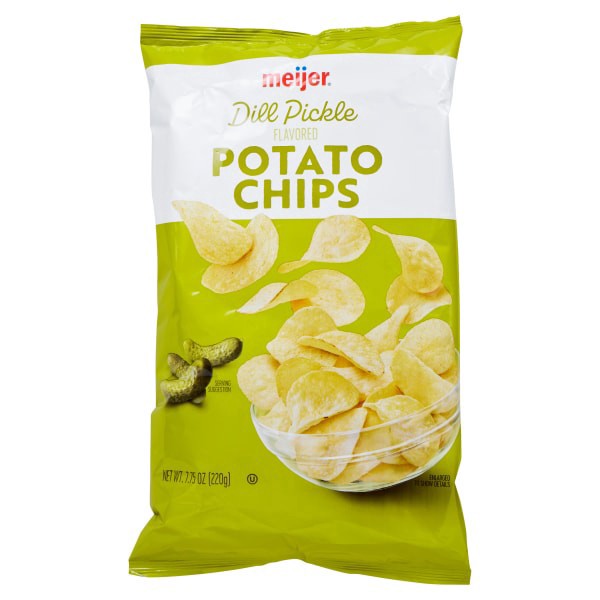 slide 12 of 21, Meijer Dill Pickle Potato Chips, 7.75 oz