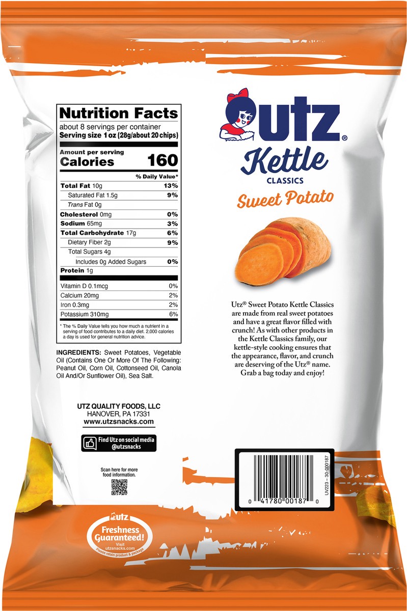 slide 5 of 9, Utz Kettle Classics Sweet Potato Chips, 7.5 oz