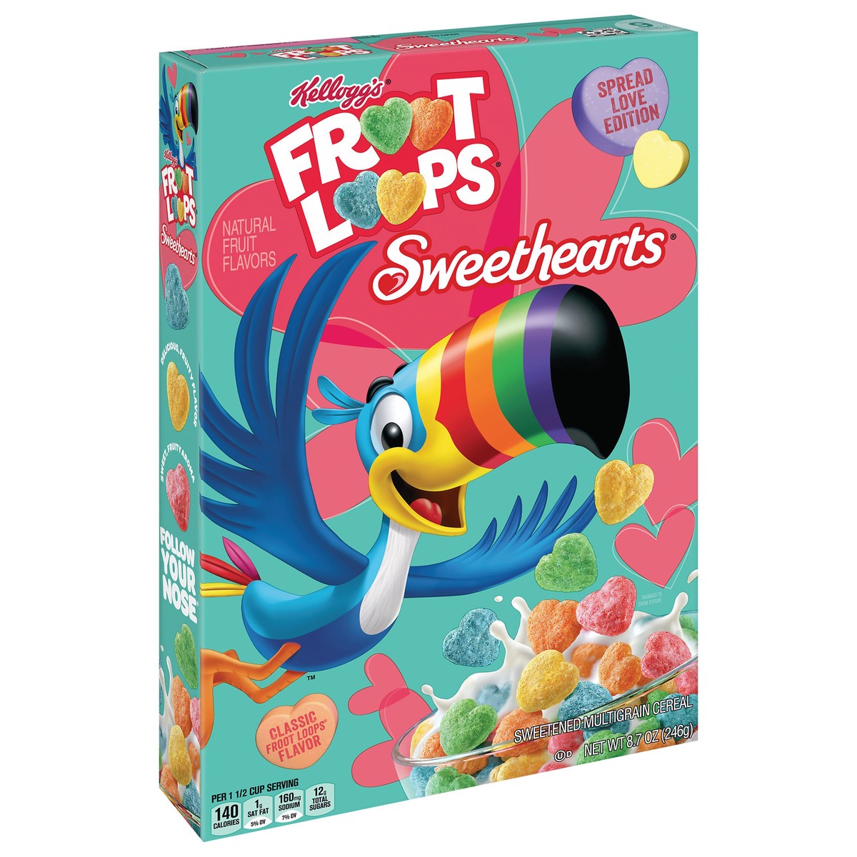slide 9 of 9, Fruit Loops Kellogg's Froot Loops Sweethearts Breakfast Cereal Original, 8.7 oz, 14.3 oz