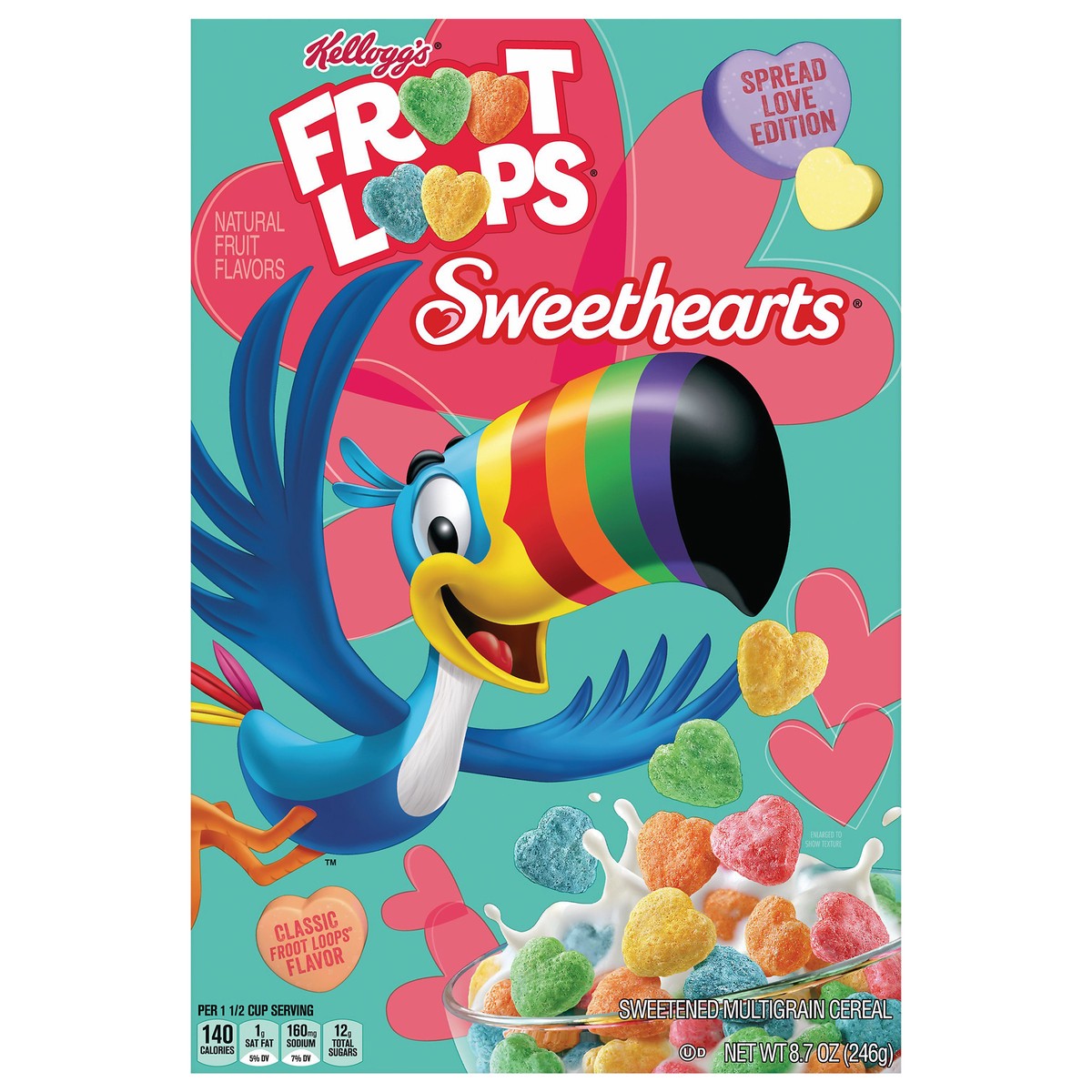 slide 6 of 9, Fruit Loops Kellogg's Froot Loops Sweethearts Breakfast Cereal Original, 8.7 oz, 14.3 oz
