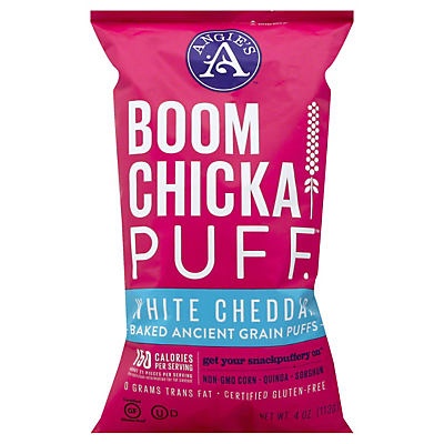 slide 1 of 1, Angie's Boom Chicka Puff White Cheddar Baked Ancient Grain Puffs, 4 oz