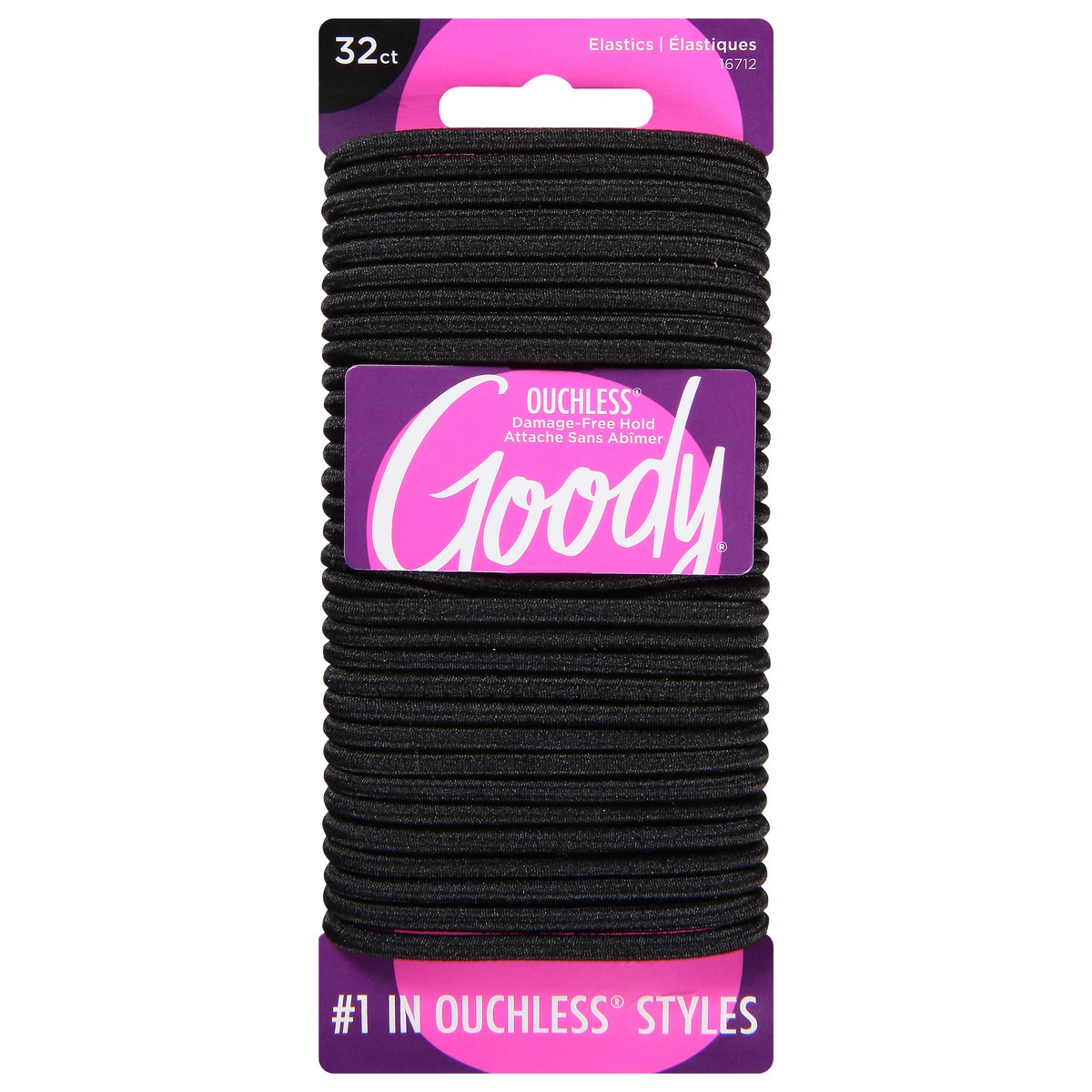 slide 1 of 9, Goody Ouchless Black Braided Elastics 32 ea, 32 ct