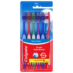 Colgate Extra Clean Full Head Soft Toothbrush for Adults, 6 pack