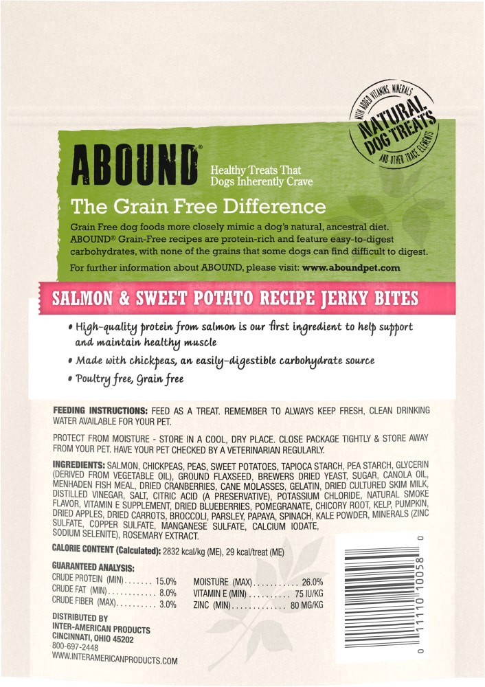 slide 2 of 2, Abound Grain Free Salmon Flavored Jerky Bites, 12 oz