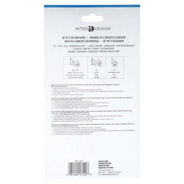 slide 5 of 5, InterDesign Power Lock Suction Hooks, Clear, 4 ct