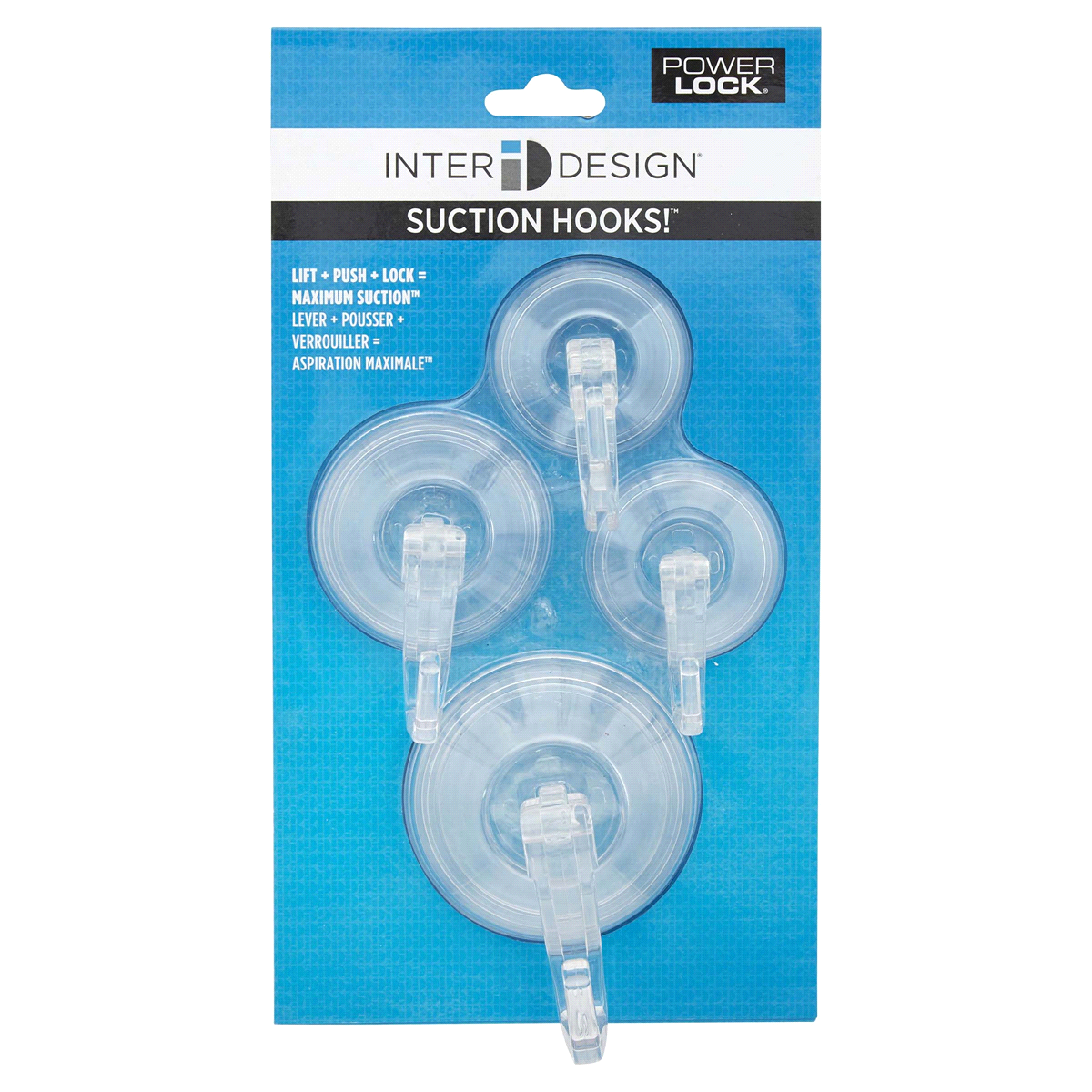 slide 1 of 5, InterDesign Power Lock Suction Hooks, Clear, 4 ct