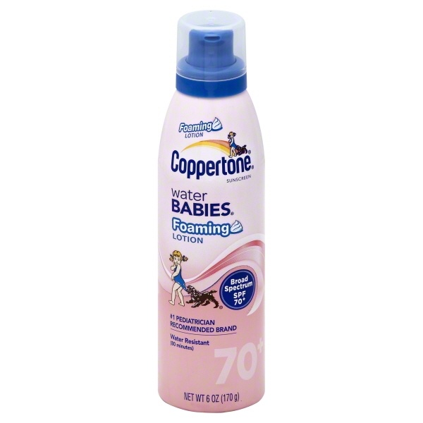 slide 1 of 1, Coppertone Water Babies Broad Spectrum SPF 70 Sunscreen Foaming Lotion, 6 oz