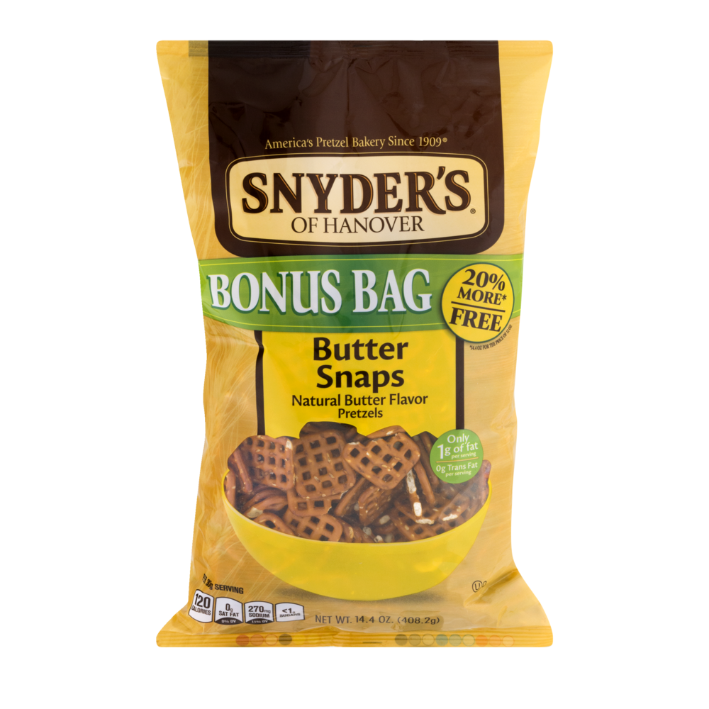 slide 1 of 5, Snyder's of Hanover Flavored Pretzels, Butter Snaps, Bonus Bag, 14 oz