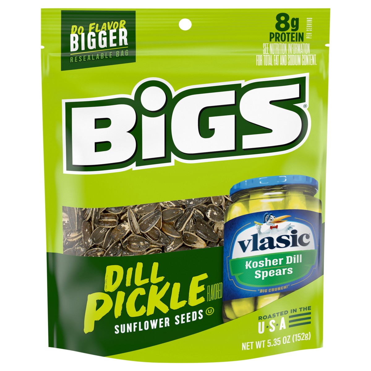slide 1 of 5, Bigs Vlasic Dill Pickle Sunflower Seeds, 5.35 oz. Bag, 5.35 oz