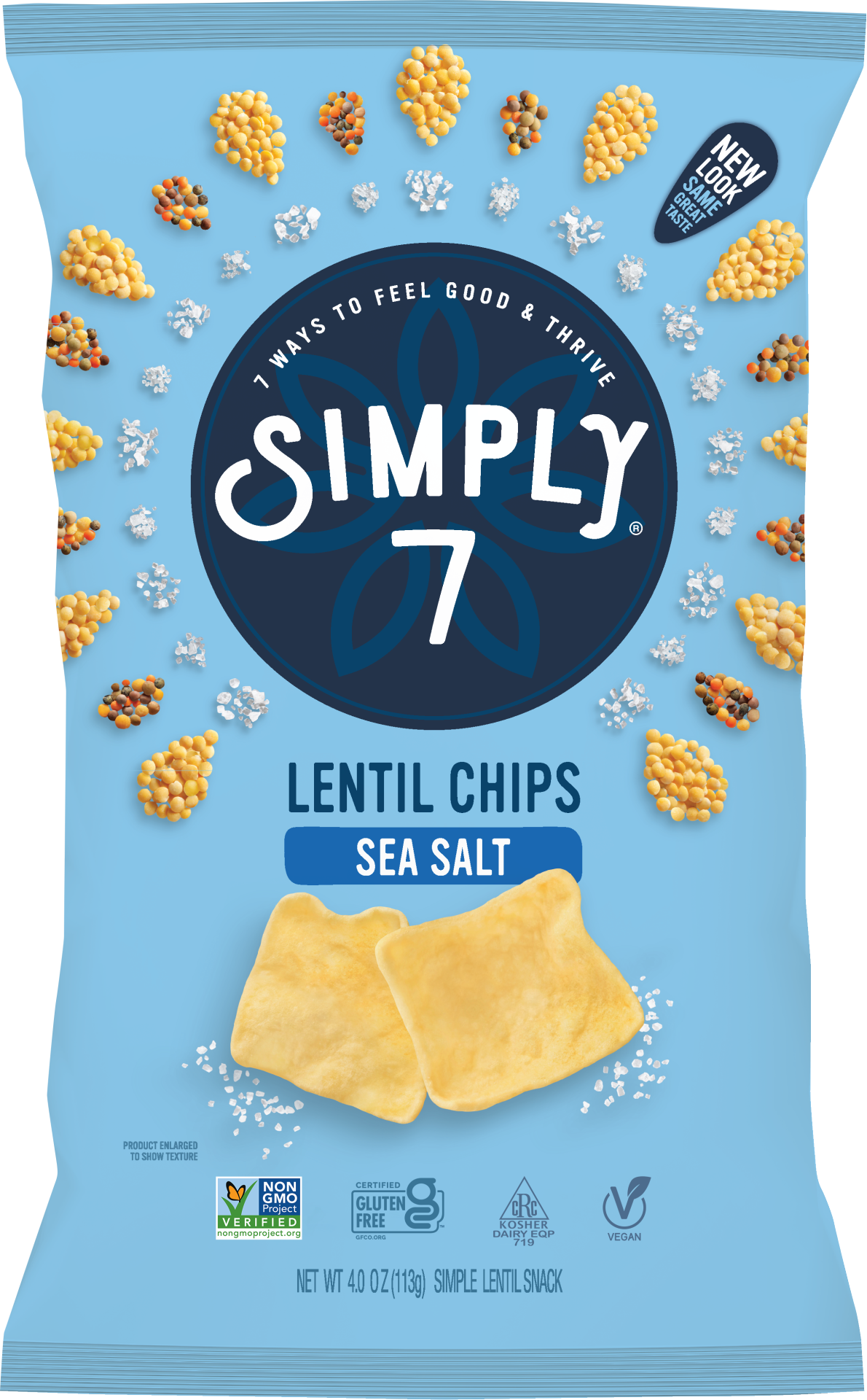 slide 1 of 1, Simply7 Snacks Lentil Sea Salt Chips, 4 oz