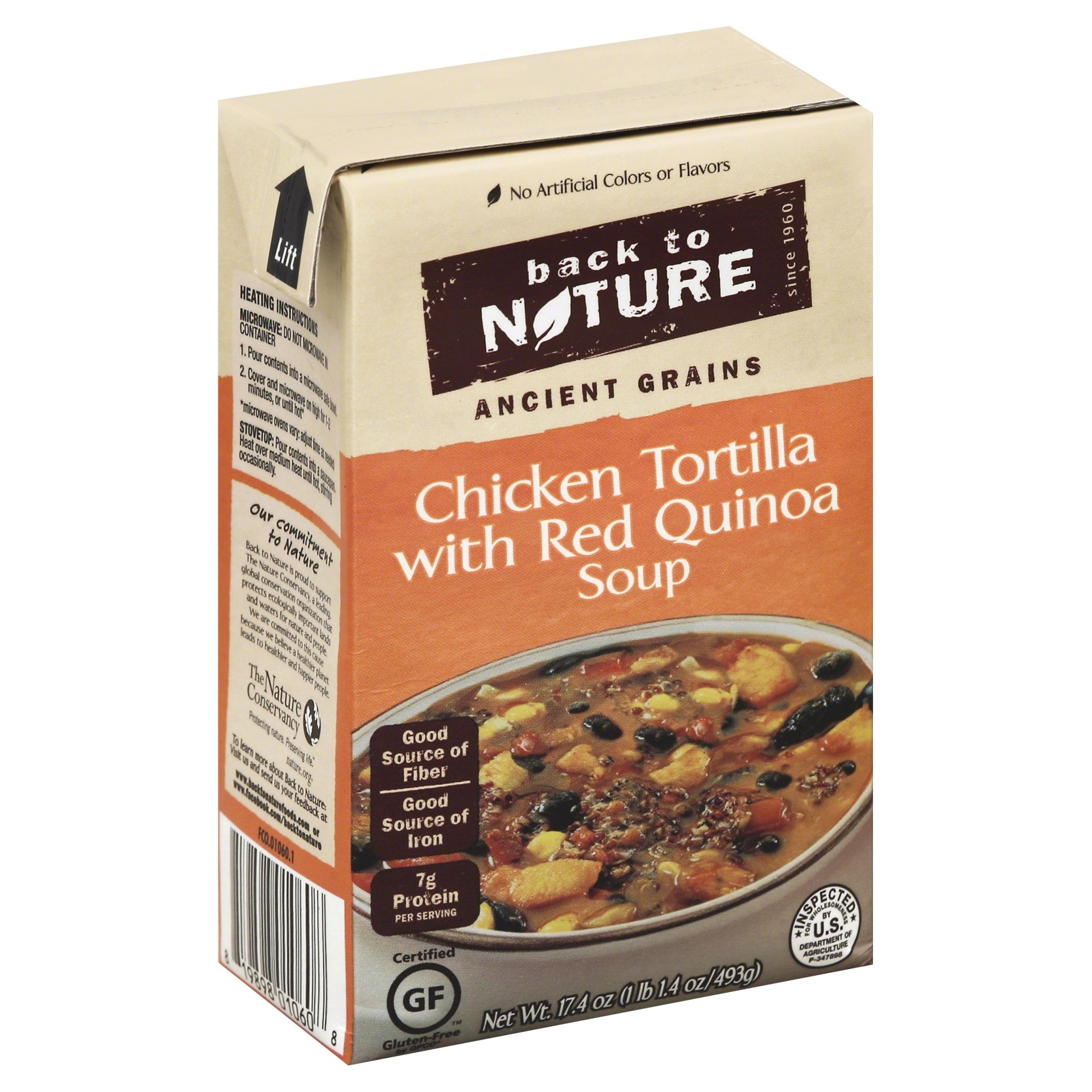 slide 1 of 4, Back To Nature Reduced Sodium Chicken Tortilla With Red Quinoa Soup, 17.4 oz