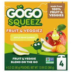 GoGo squeeZ Fruit & Veggies On The Go Zippin' Zingin' Pear Pouches