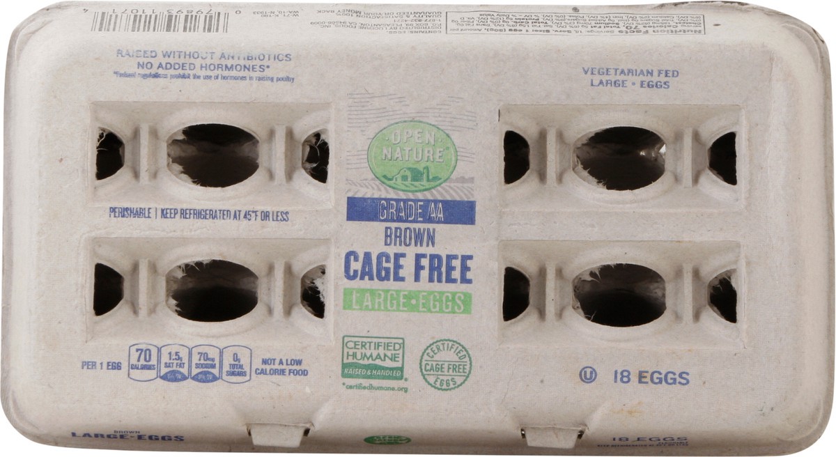 slide 9 of 13, Open Nature Eggs Cage Free Large Brown, 18 ct