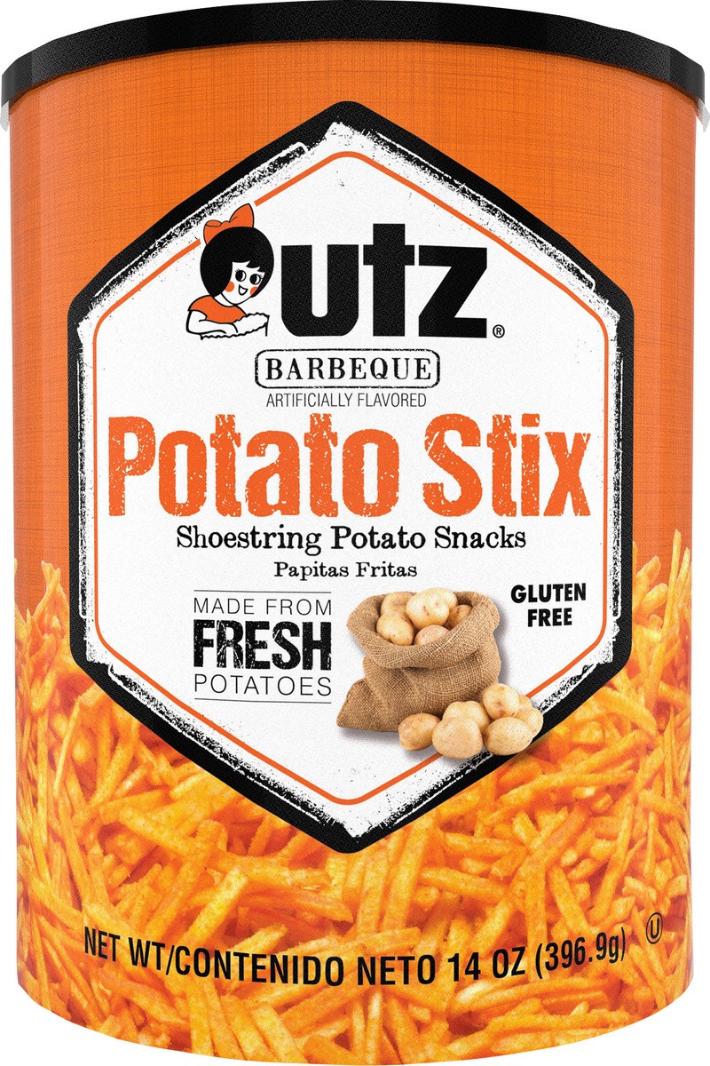 slide 7 of 12, Utz 14 oz Utz Barbeque Potato Stix Canister, 14 oz