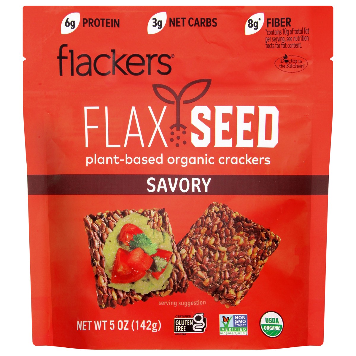 slide 1 of 12, Flackers Organic Plant-Based Flax Seed Savory Crackers 5 oz, 1 ct