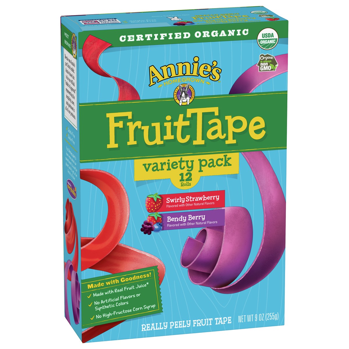 slide 8 of 9, Annie's Organic Fruit Tape, Swirly Strawberry and Bendy Berry Flavors, Variety Pack, 12 Rolls, 9 oz, 11 oz