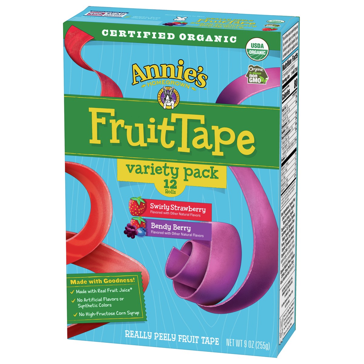 slide 4 of 9, Annie's Organic Fruit Tape, Swirly Strawberry and Bendy Berry Flavors, Variety Pack, 12 Rolls, 9 oz, 11 oz