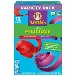 Annie's Organic Fruit Tape, Swirly Strawberry and Bendy Berry Flavors, Variety Pack, 12 Rolls, 9 oz