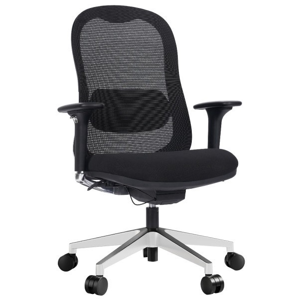 slide 1 of 1, WorkPro® Uomo Ergonomic Mesh/Fabric Mid-Back Office Chair, Black/Chrome, BIFMA Compliant, 1 ct