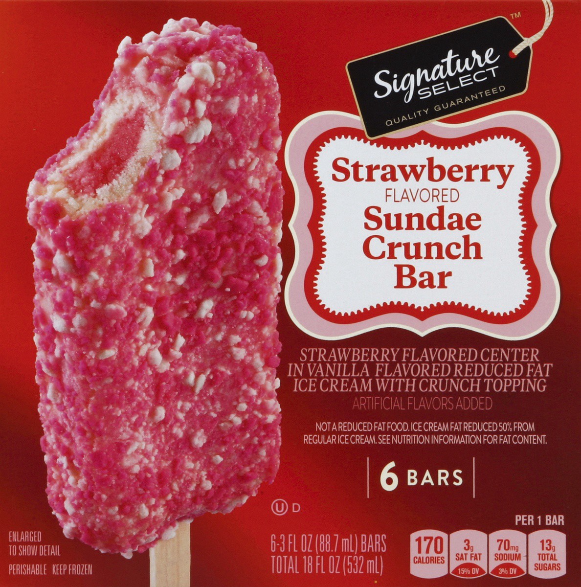 slide 4 of 4, Signature Select Strawberry Flavored Sundae Crunch Bars 6 - 3 fl oz Bars, 6 ct