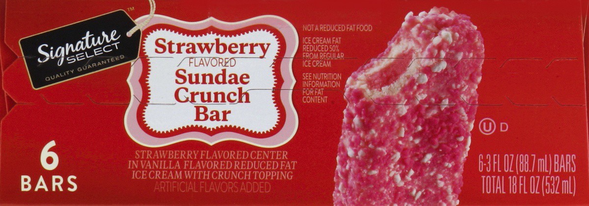 slide 2 of 4, Signature Select Strawberry Flavored Sundae Crunch Bars 6 - 3 fl oz Bars, 6 ct