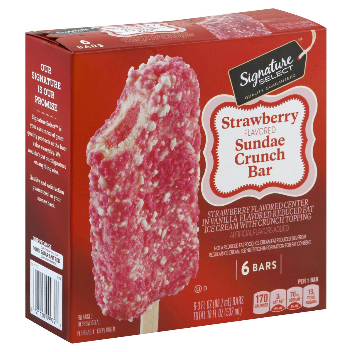 slide 1 of 4, Signature Select Strawberry Flavored Sundae Crunch Bars 6 - 3 fl oz Bars, 6 ct