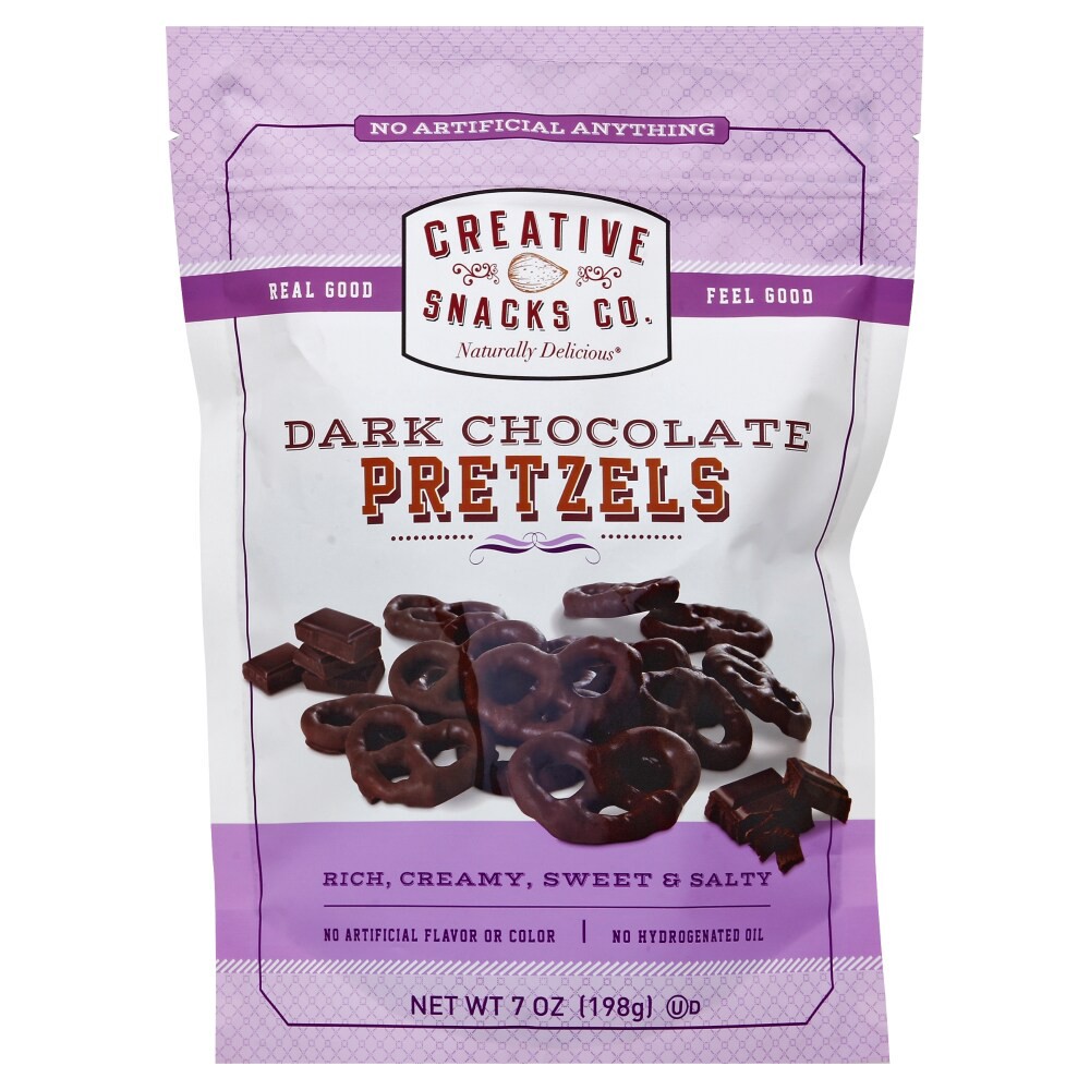 slide 1 of 4, Creative Snacks Co Dark Chocolate Pretzel Large Snack, 7 oz