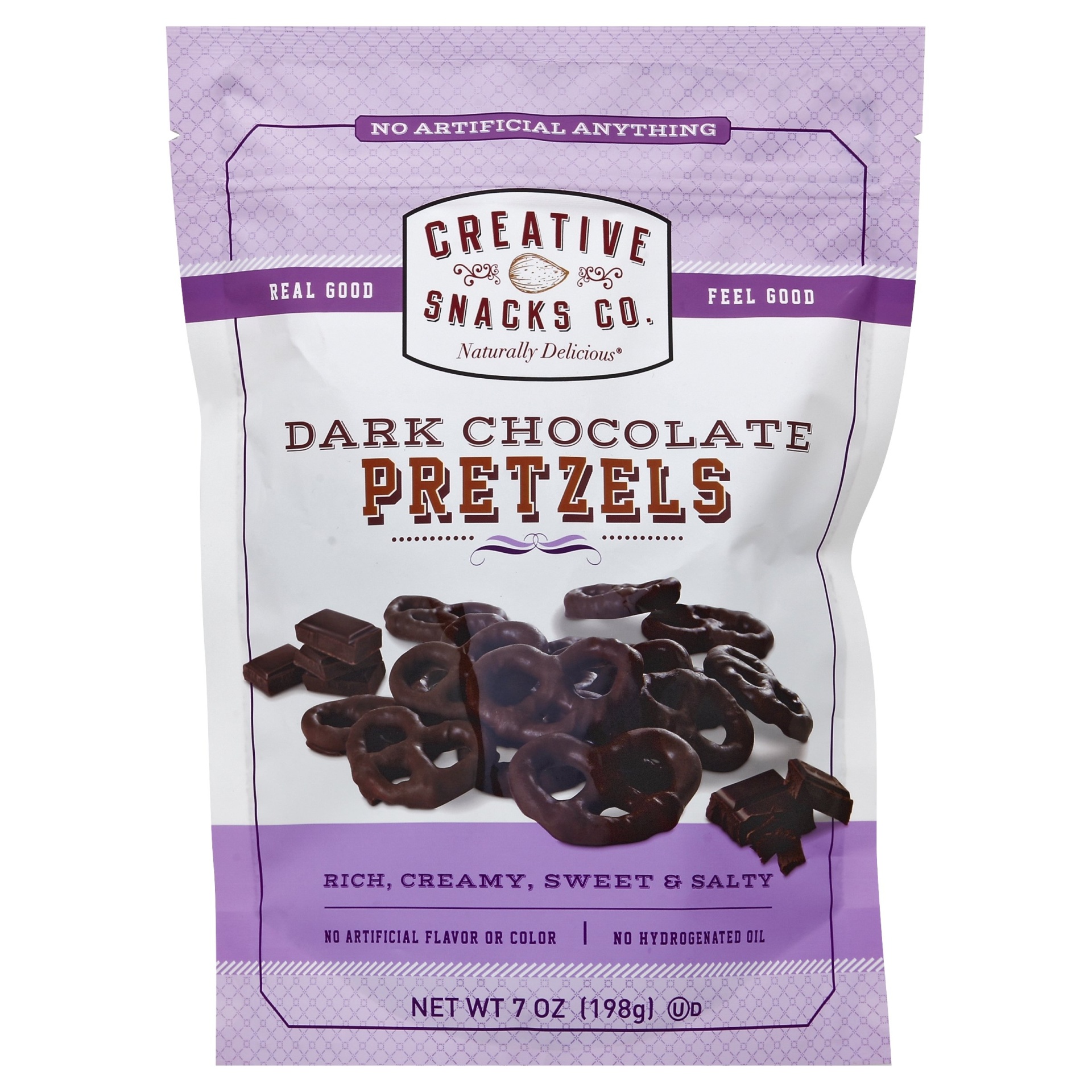slide 1 of 1, Creative Snacks Co. Dark Chocolate Pretzels, 7 oz