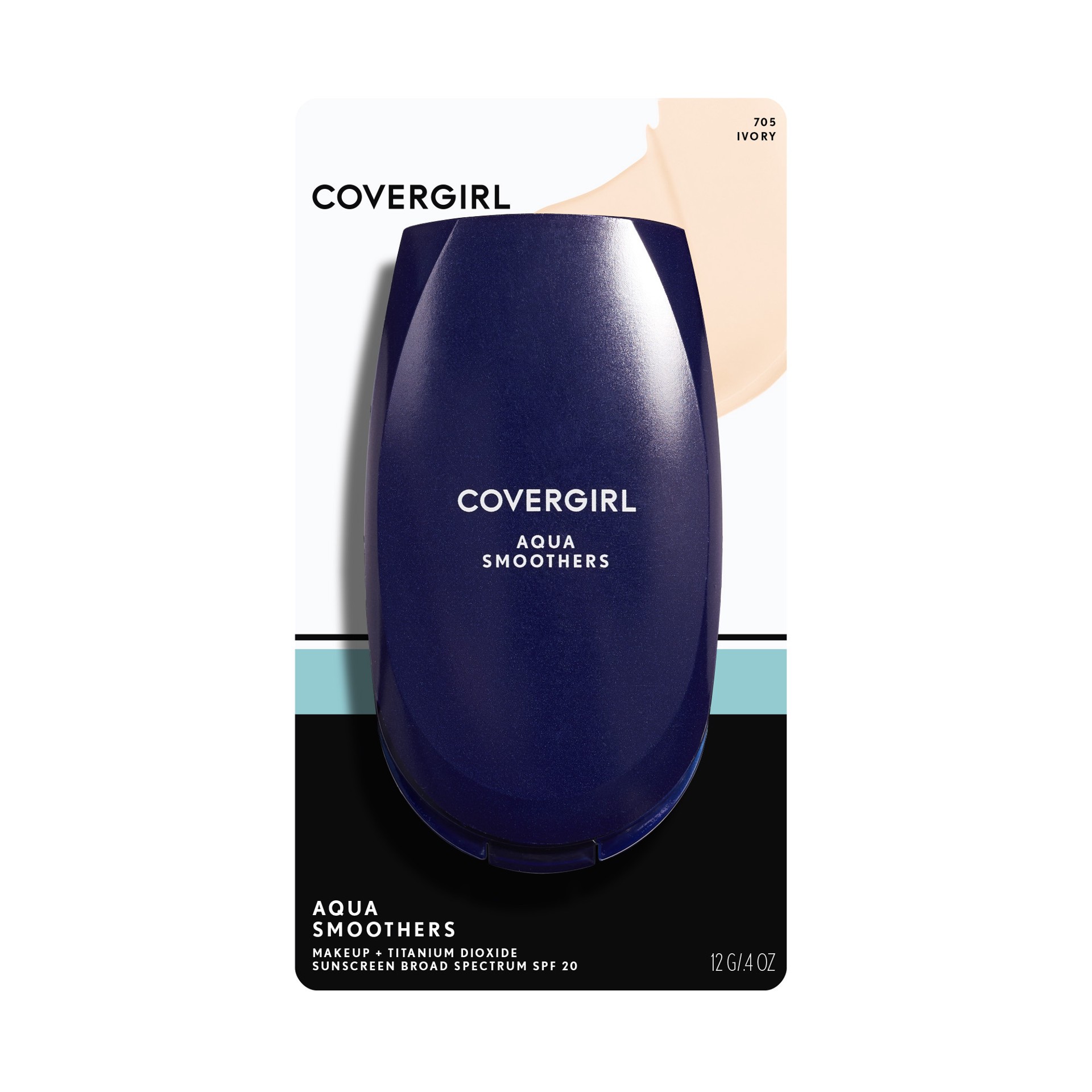 slide 1 of 2, Covergirl COVERGIRL Smoothers AquaSmooth Makeup Foundation, Ivory 705 with SPF, 0.4 Fl Oz , Foundation with SPF 20, Liquid Foundation, Moisturizing Foundation, Lightweight Foundation, 0.4 oz