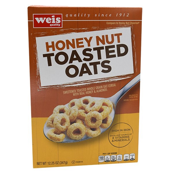 slide 1 of 1, Weis Quality Honey Nut Toasted Oats Cereal, 12.3 oz