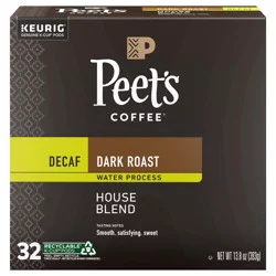 Peet's Coffee Decaffeinated House Blend Dark Roast K-Cup Coffee Pods - 32 ct