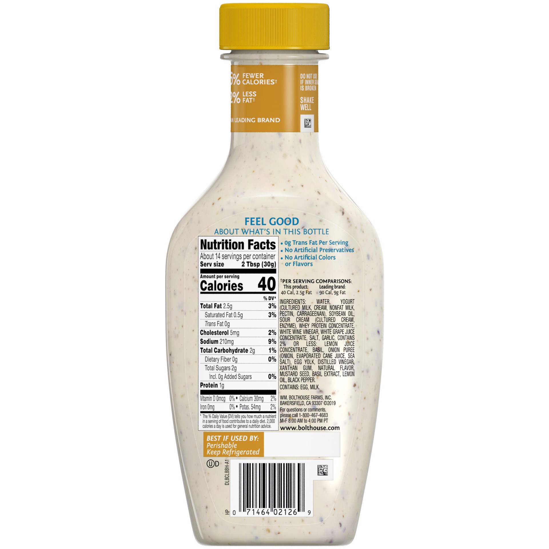 slide 5 of 5, Bolthouse Farms Lemon Basil Dressing, Yogurt Dressing- 14 oz, 1 ct