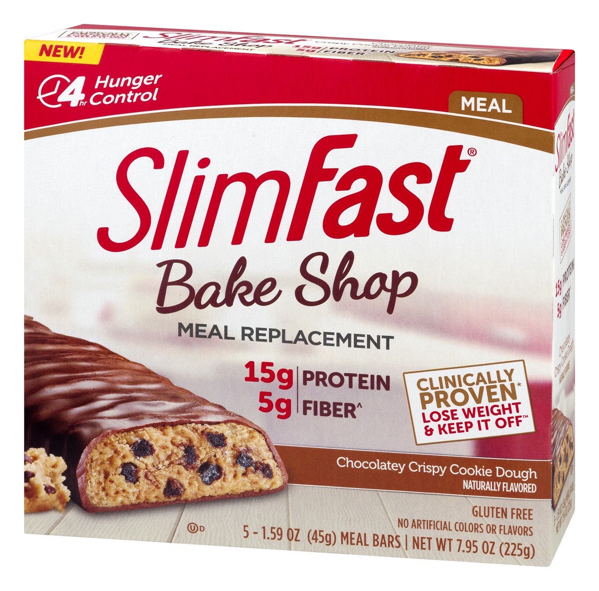 slide 4 of 9, SlimFast bake shop chocolatey crispy cookie dough meal replacement bar, 5 ct