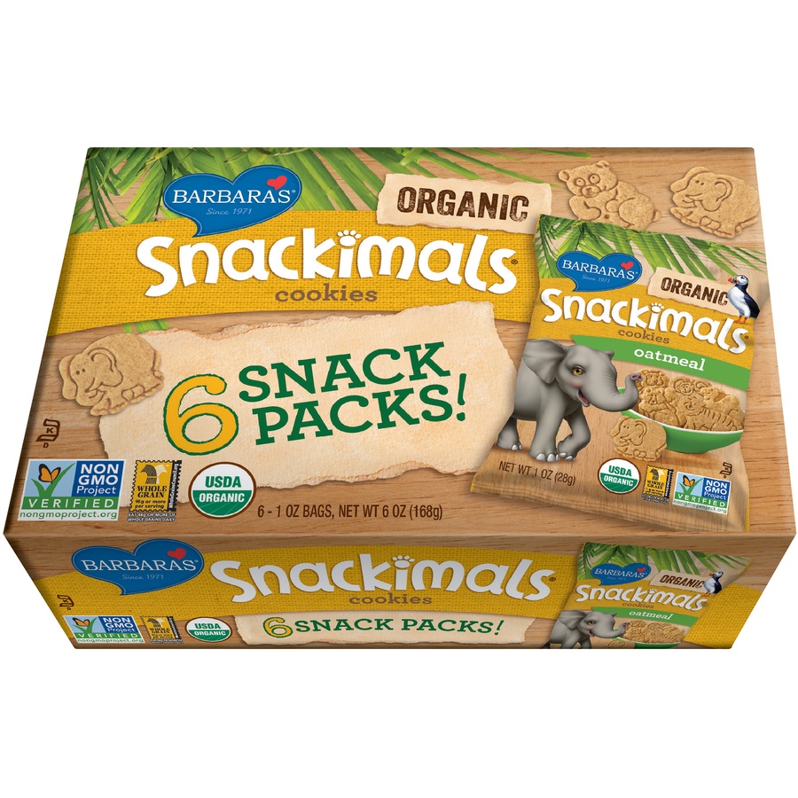 slide 1 of 1, Barbara's Snackimals Cookies Oatmeal - 6 Ct, 1 ct