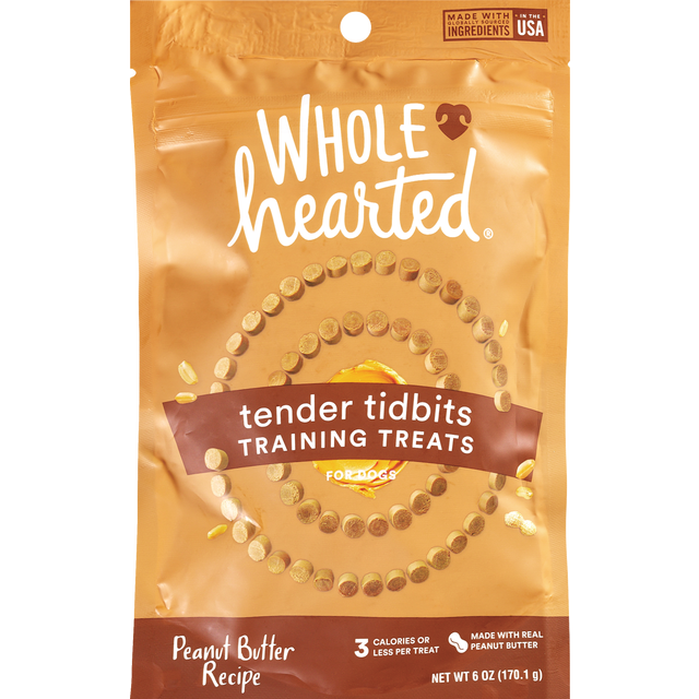 slide 1 of 1, WholeHearted Grain Free Soft and Chewy Peanut Butter Recipe Dog Training Treats, 6 oz